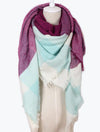 Autumn Vibers Plaid Blanket Scarf In Violet Mint