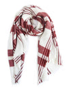 Plaid Tartan Scarf Maroon/White
