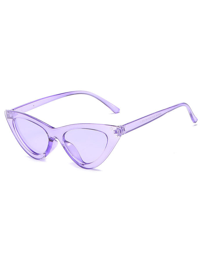 Retro 90's Cat Eye Clear Frame Sunglasses Purple