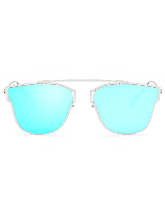 Modern Metal Mirrored Lens Pantos Sunglasses