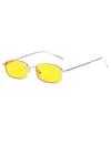 Retro 1990's Rectangle Flat Lens Sunglasses Yellow