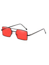 1990s Vintage Small Rectangle Red Colored Tinted Sunglasses