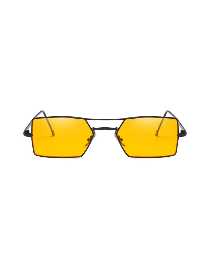 1990s Vintage Yellow Small Rectangle Sunglasses