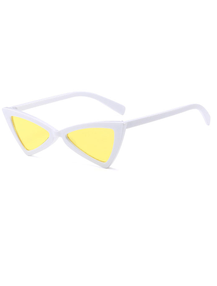 90s Retro Triangle Cat Eye Yellow Colored Sunglasses
