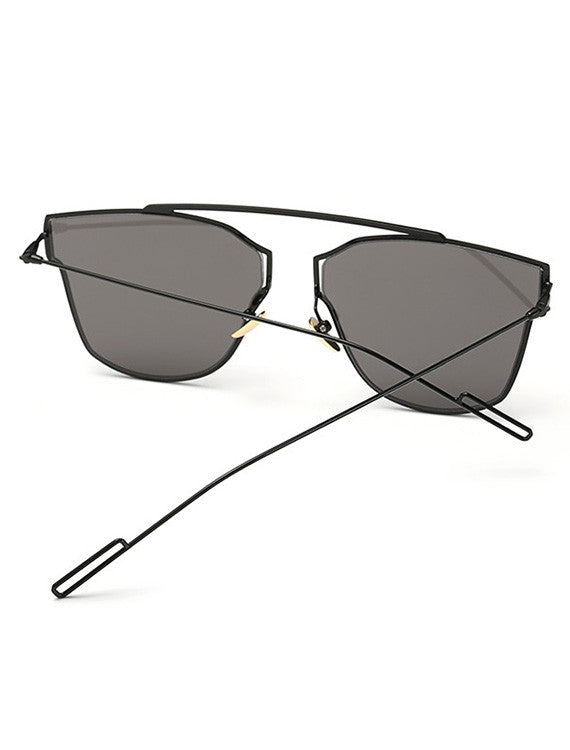 Modern Metal Mirrored Lens Pantos Sunglasses