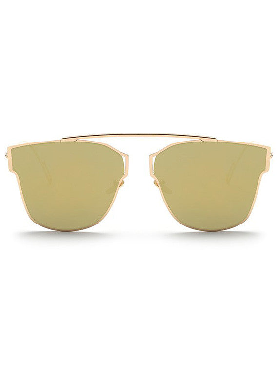 Modern Metal Mirrored Lens Pantos Sunglasses