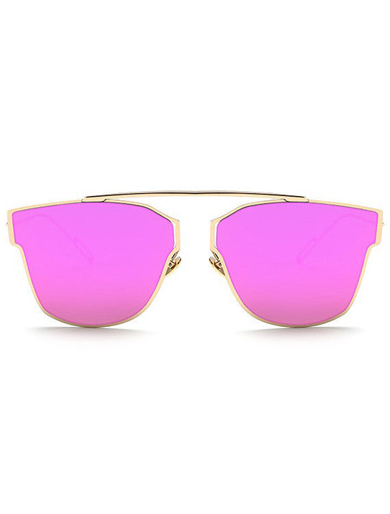 Modern Metal Mirrored Lens Pantos Sunglasses