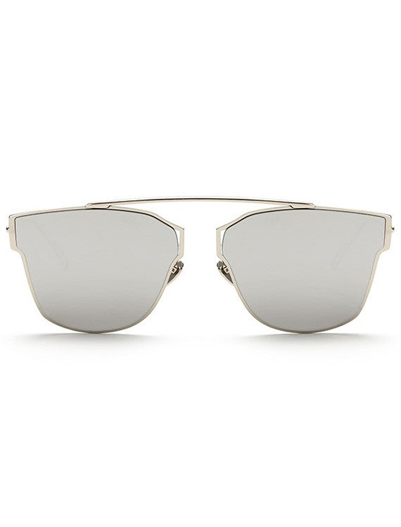 Modern Metal Mirrored Lens Pantos Sunglasses