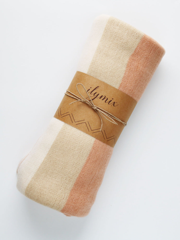 Striped Long Fringed Scarf
