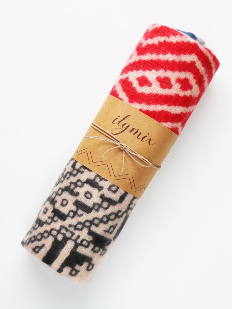 Red Print Blanket Scarves